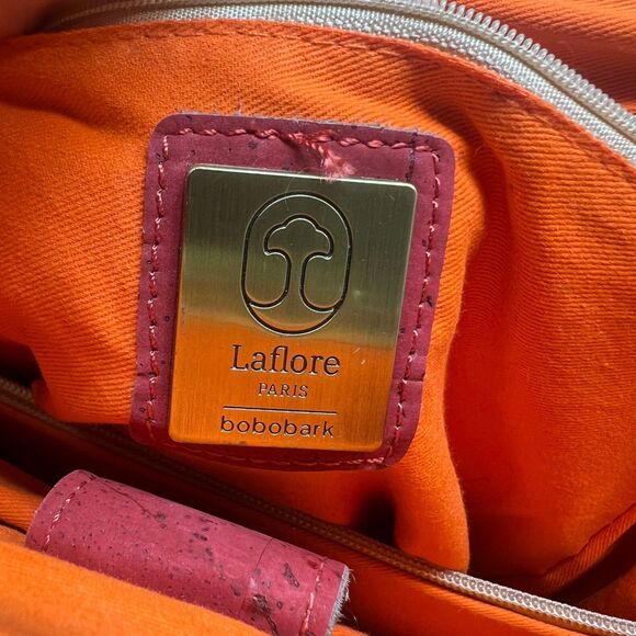 La‎ Flore Paris bobobark Vegan Cork Skin Convertible Backpack Purse Cognac Red